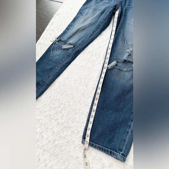 KANCAN High Rise Distressed Straight Taper Jean - Picture 7 of 9